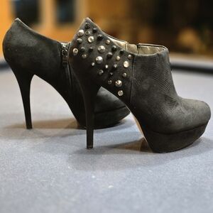 Black Studded High Heel Ankle Boots